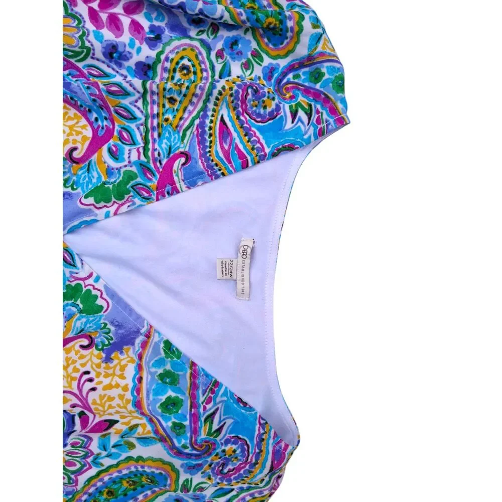 Cato Plus Size 22/24W Blue Pink Paisley Tiered Midi Dress - Boho - Picture 4 of 5